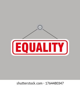 Hanging tag sign with text equality illustration vector