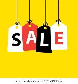 hanging tags with sale letters on them. vector