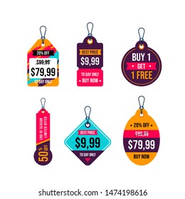 hanging tags vector collection. price tags design. label and sale tags for shopping promotions