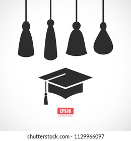 Hanging tassels web icons on white background