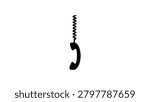 Hanging telephone handset, black isolated vector silhouette