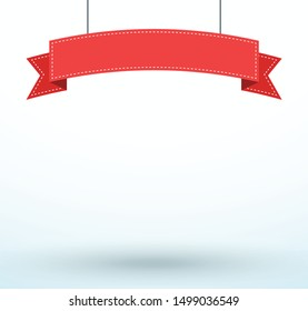 Hanging Title Ribbon 1 Line Flat Curved Banner