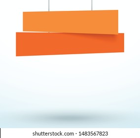 Hanging Title Ribbon 2 Line Overlapping Banner