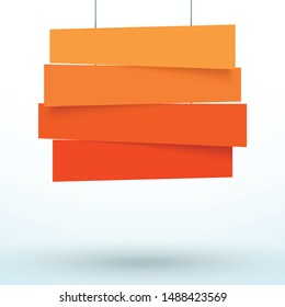 Hanging Title Ribbon 4 Line Overlapping Banner