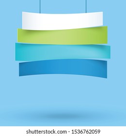 Hanging Title Ribbons 4 Line 3d Wavy Banners