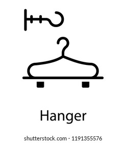 Hanging tool with steel hook denoting hanger concept 