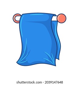 Hanging towel bath, colored hand drawn sketch vector objects