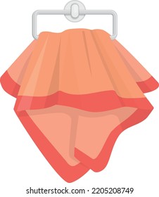 Hanging towel. Cartoon washcloth. Fluffy fabric icon