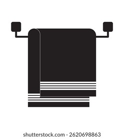 Ícone de toalha pendurada, Ícone de toalha Arte plana em preto e branco isolado, ícone de cabide de toalha. Toalha Rack Estilo Ícone eps10
