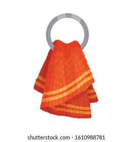 Hanging Towel Isolated on White Background Vector Household Item