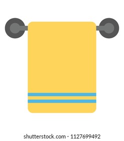 A hanging towel on a hanger for bathing and showering purpose