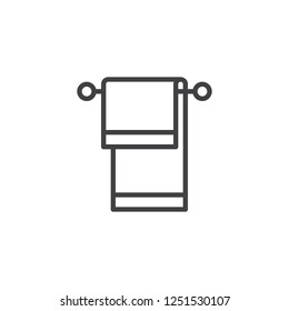 Hanging towel outline icon. linear style sign for mobile concept and web design. Towel on hanger simple line vector icon. Symbol, logo illustration. Pixel perfect vector graphics