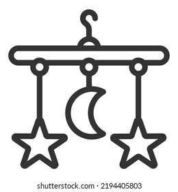 Hanging toy on the bed - icon, illustration on white background, outline style
