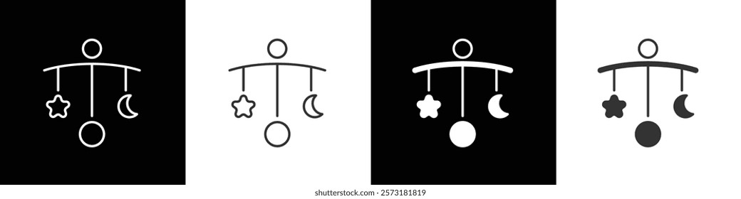 Hanging toys icon, babies icon, hanging toys thin line icon. Kids toys outline icons. Simple Kids toys vector illustration in black, white and transparent background. Eps10