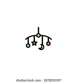 Hanging toys icon. Baby icon. Simple, flat, outline, black, color.