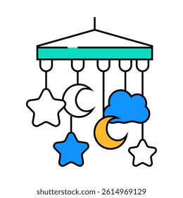 hanging toys line icon vector. hanging toys sign. isolated symbol illustration