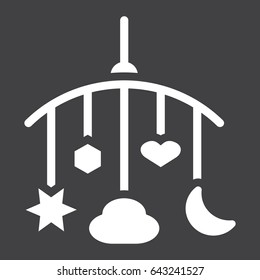 Hanging toys solid icon, baby crib toys, vector graphics, a filled pattern on a black background, eps 10.