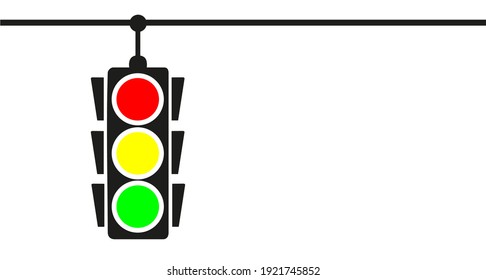 Hanging traffic light banner with white background