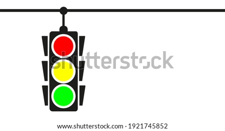 Hanging traffic light banner with white background