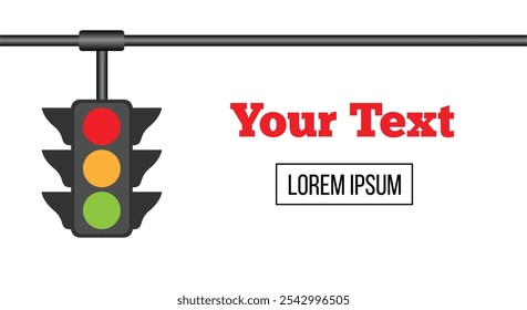 Hanging Traffic Lights with Place for Text. Safety on the road and car movement management concept vector