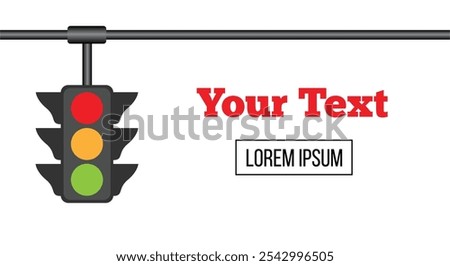 Hanging Traffic Lights with Place for Text. Safety on the road and car movement management concept vector