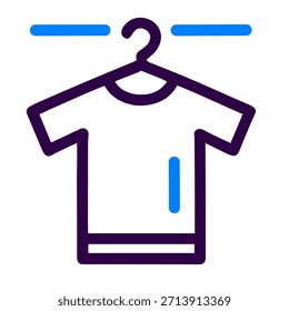 Hanging tshirt icon. A linear vector illustration of hanging tshirt isolated on white background.