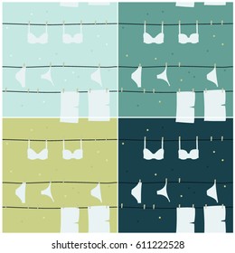 Hanging underwear on clothesline - vector backgrounds