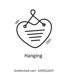 Hanging vector outline hand draw Icon design illustration. Valentine Symbol on White background EPS 10 File