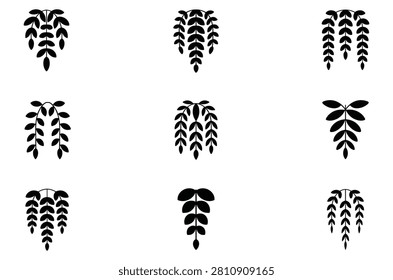 Hanging vine leaves vector silhouettes set vector