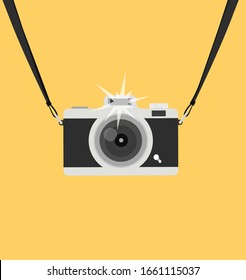 hanging vintage camera with flash light