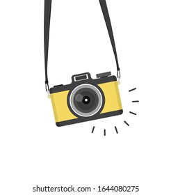 hanging vintage camera On Isolate White Background