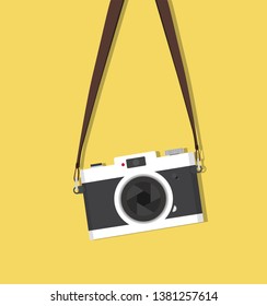 hanging vintage camera with strap