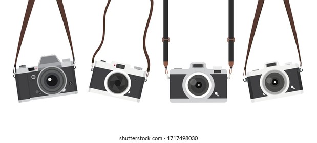 hanging vintage camera with strap set