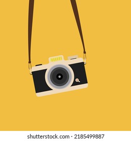 hanging vintage camera vector.Retro, old camera in a Flat style