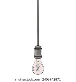 
hanging vintage light bulb, lamp in rose