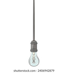
hanging vintage light bulb, lamp in light blue