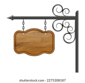 hanging vintage wooden sign stock vector illustration isolated on white background