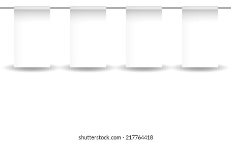 hanging white labels glued to a rod