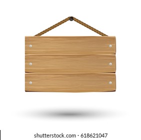 hanging wood board on a white background