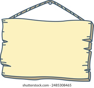 Hanging wood placard background blank template space for various announcements in hand drawing outline style