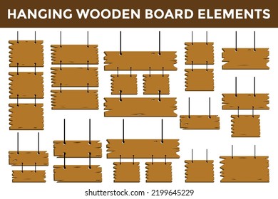 diseño de elementos de tablero de anuncios de madera colgante