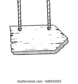 Hanging Wooden Board With Rope and Using Hand Drawing or Doodle Style