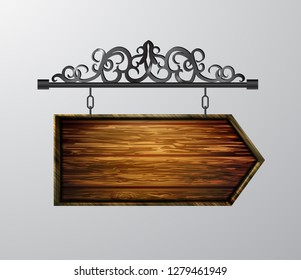 hanging, wooden Board vector, wooden object for text.