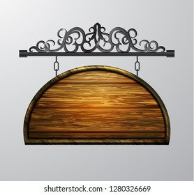 hanging, wooden Board vector, wooden object for text.