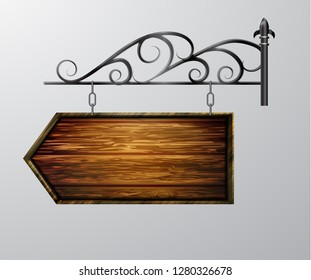hanging, wooden Board vector, wooden object for text.