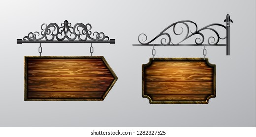 hanging, wooden Board vector, wooden object for text.