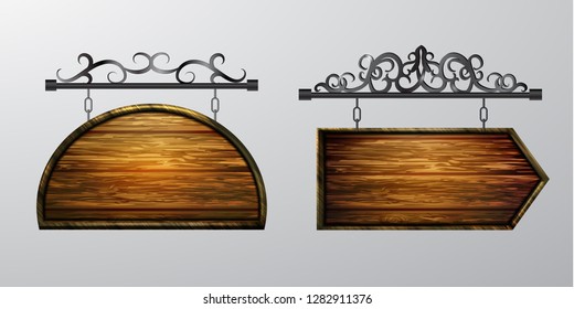 hanging, wooden Board vector, wooden object for text.