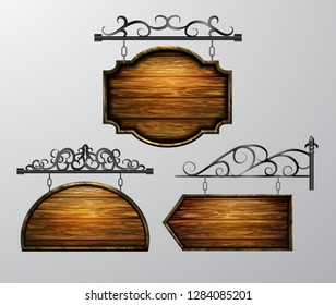 hanging, wooden Board vector, wooden object for text.