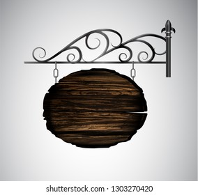 hanging, wooden Board vector, wooden object for text.
