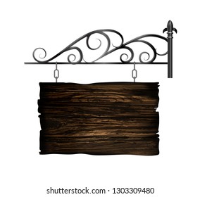 hanging, wooden Board vector, wooden object for text.